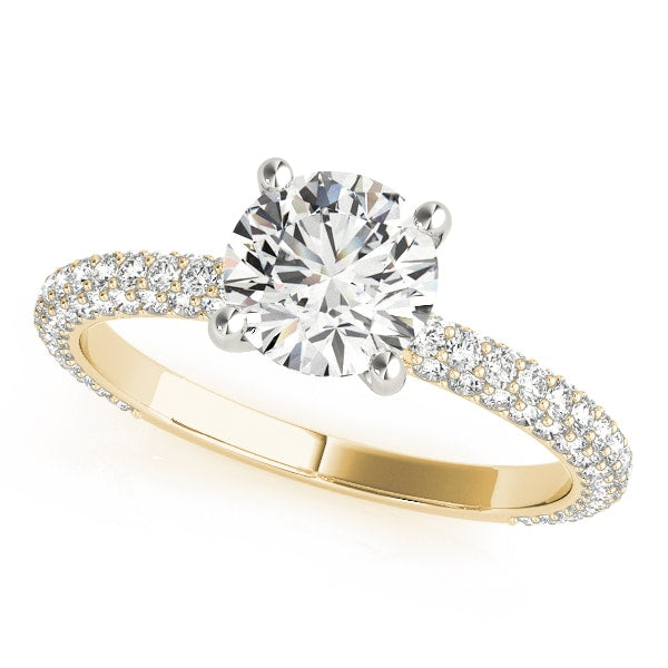 14K Yellow Gold 1 1/2 ct tw Pave Diamond Engagement Ring