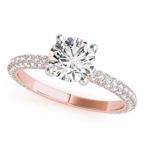 18K Rose Gold 1 1/2 ct tw Pave Diamond Engagement Ring