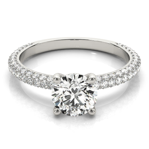 Platinum 1.5 CT TW PavÃ© Diamond Engagement Ring