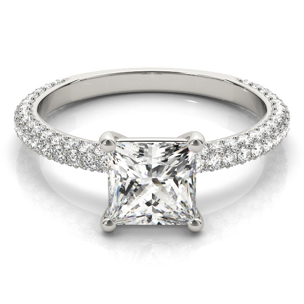 18K White Gold 1 ct Diamond Pave Engagement Ring
