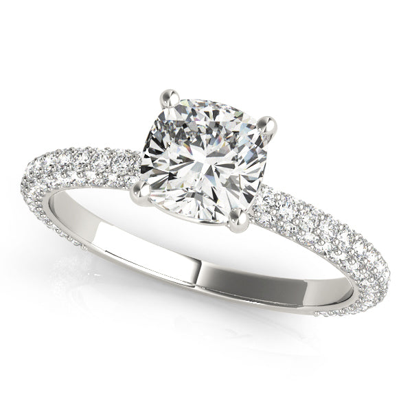 18K White Gold 1 ct Diamond Cushion Engagement Ring