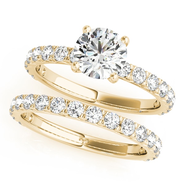 18K Yellow Gold 1 1/2 ct tw Single Row Diamond Engagement Ring
