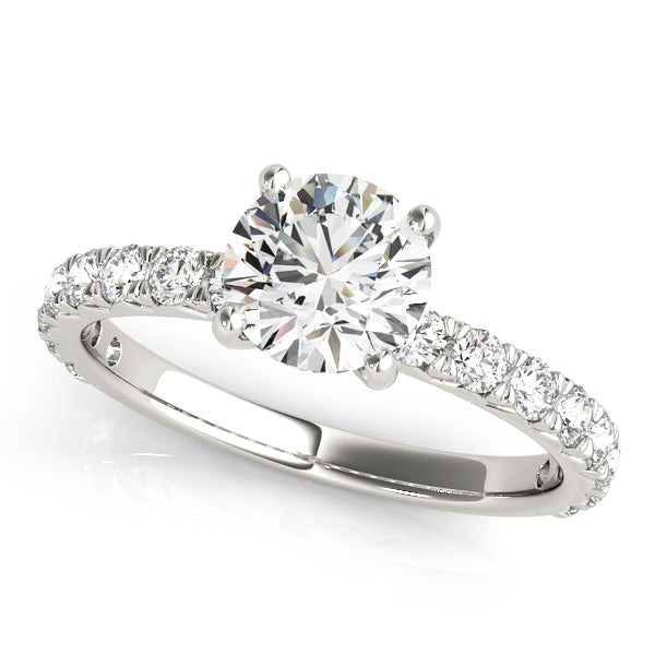 14K White Gold Single Row Diamond Engagement Ring