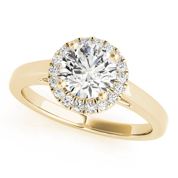 18K Yellow Gold Diamond Halo Engagement Ring 1.13ctw