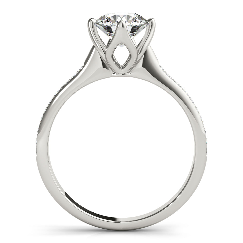 18K White Gold 1 CT Diamond Single Row Engagement Ring