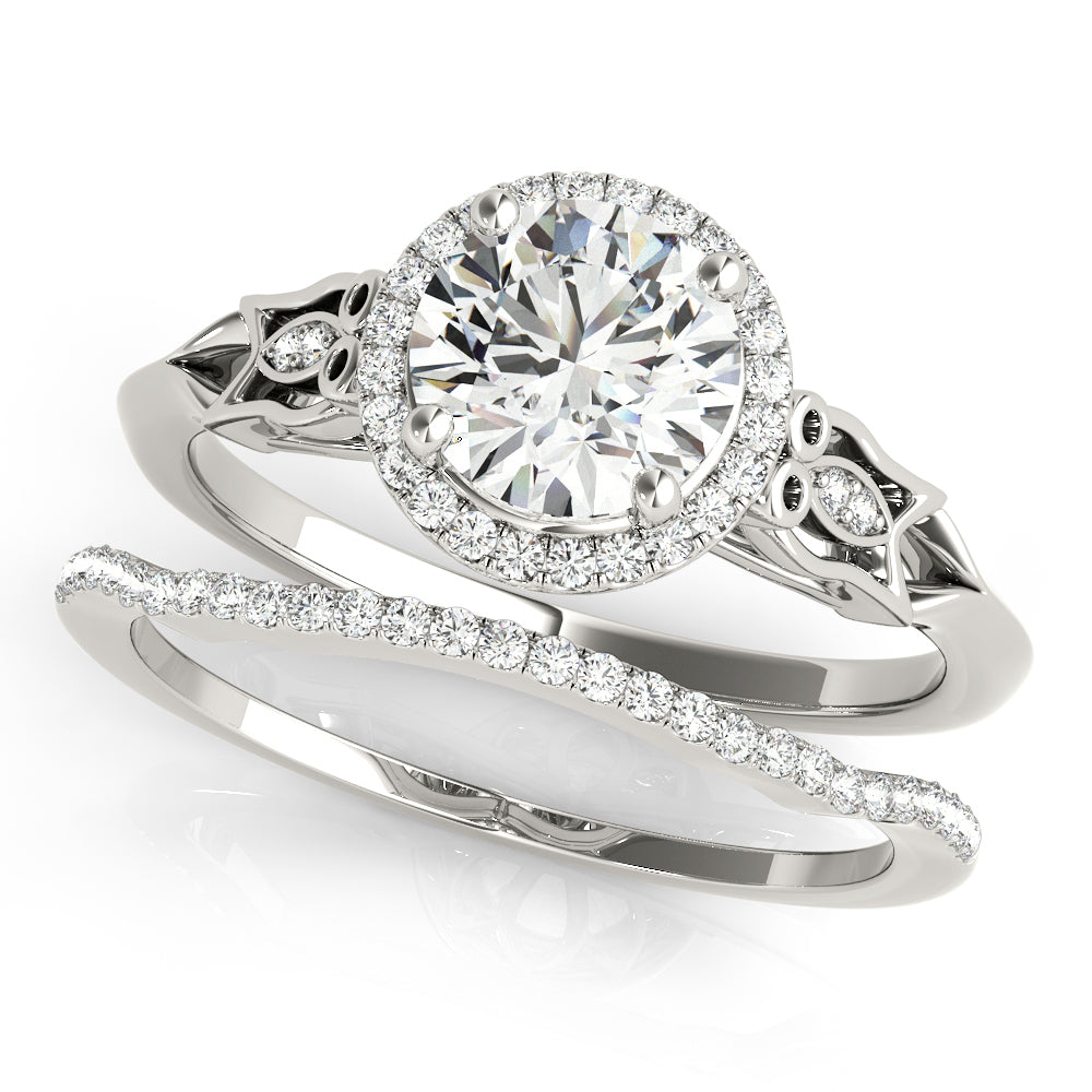 Platinum 1 CT Diamond Halo Engagement Ring