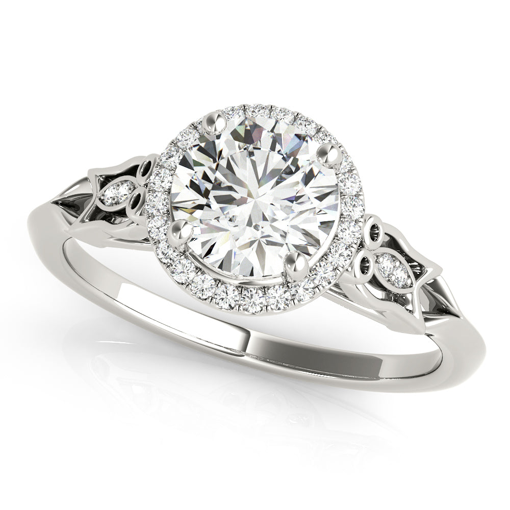 18K White Gold 1 ct Diamond Halo Engagement Ring