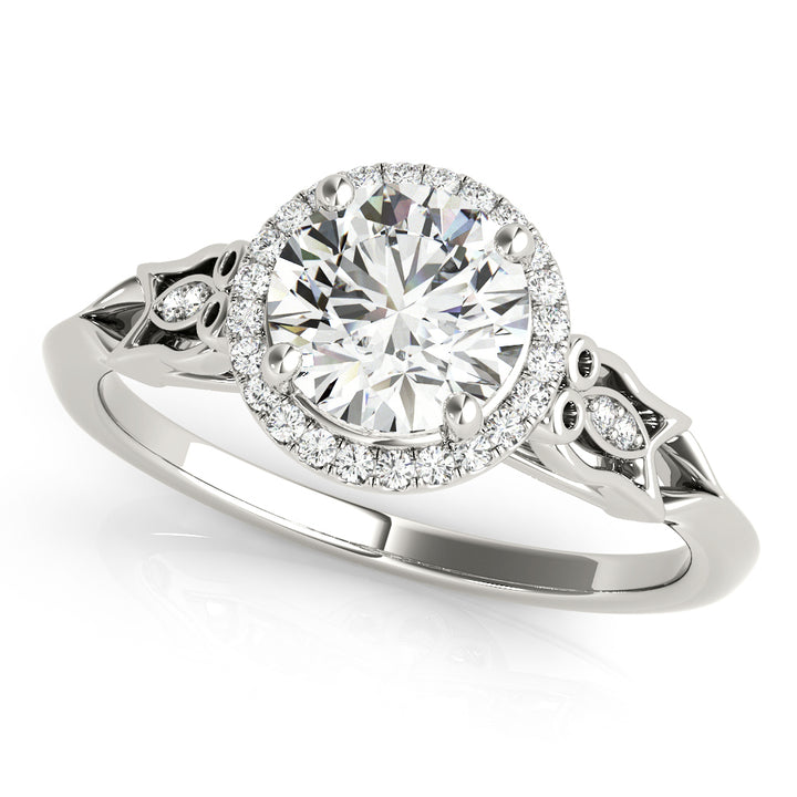 18K White Gold 1 ct Diamond Halo Engagement Ring