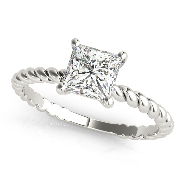 14K White Gold Princess Diamond Solitaire Ring