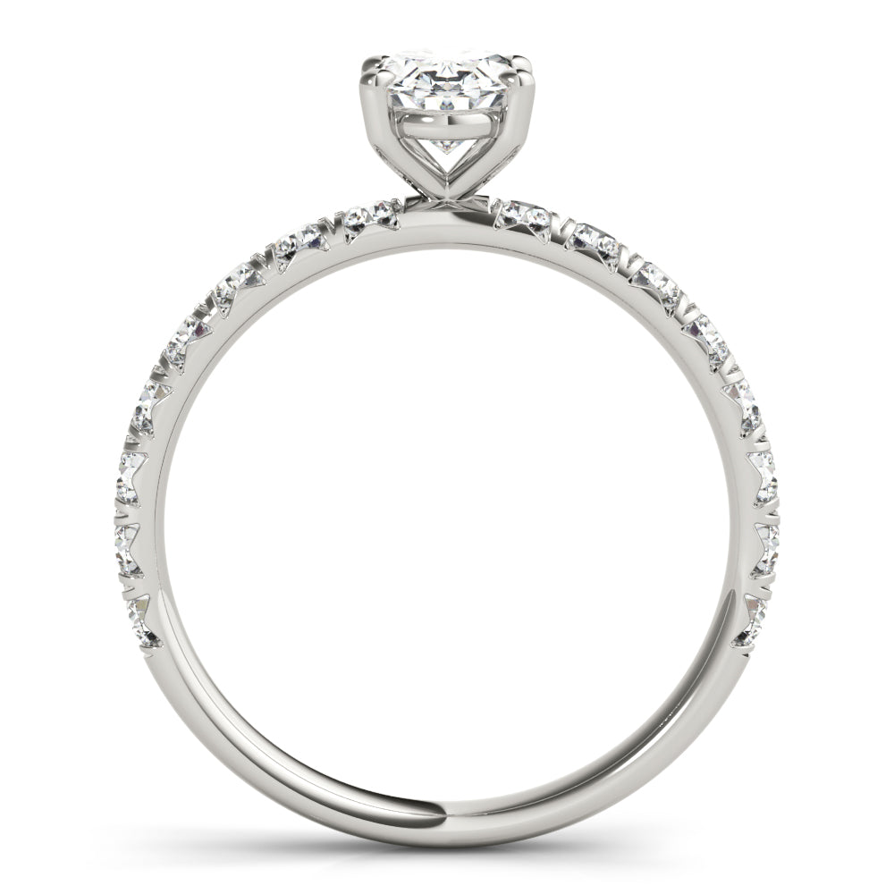 14K White Gold Diamond Single Row Engagement Ring
