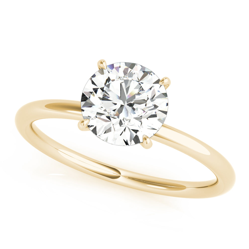 18K Yellow Gold Round Diamond Halo Engagement Ring
