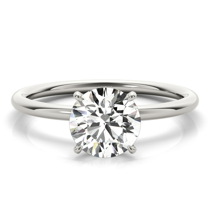 14K White Gold Round Diamond Halo Engagement Ring