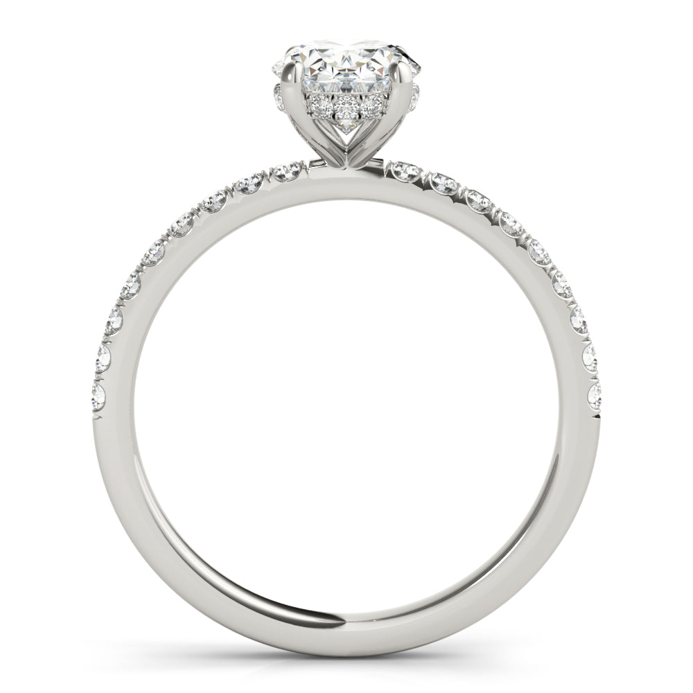 Platinum Oval Diamond Halo Engagement Ring 1/3 ctw