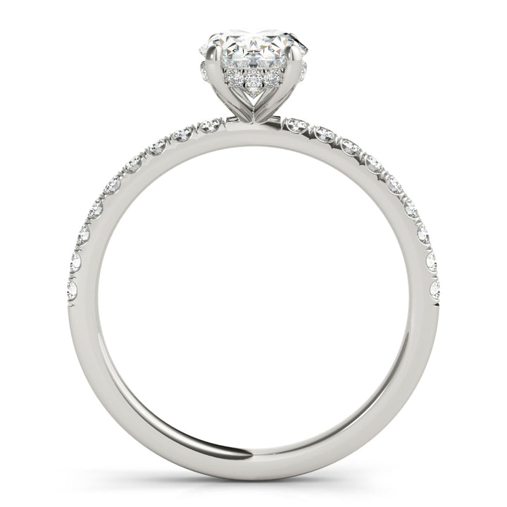 18K White Gold Oval Diamond Halo Engagement Ring