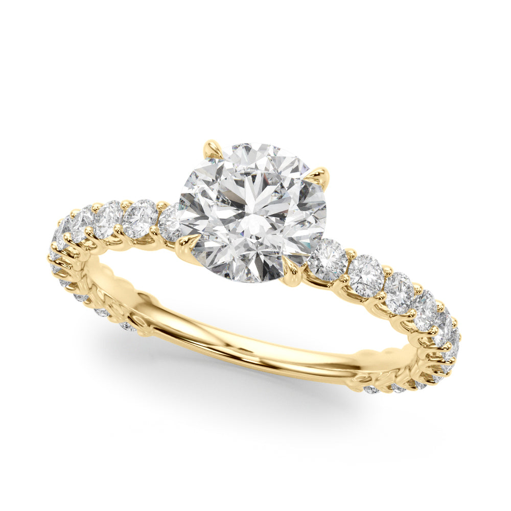 18K Yellow Gold Round Diamond Engagement Ring