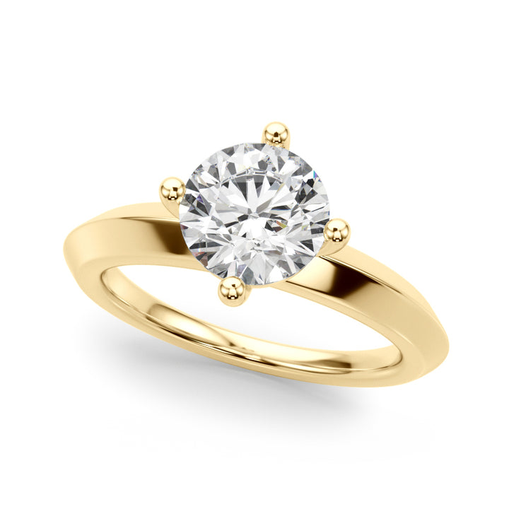 14K Yellow Gold 1ct Round Diamond Engagement Ring