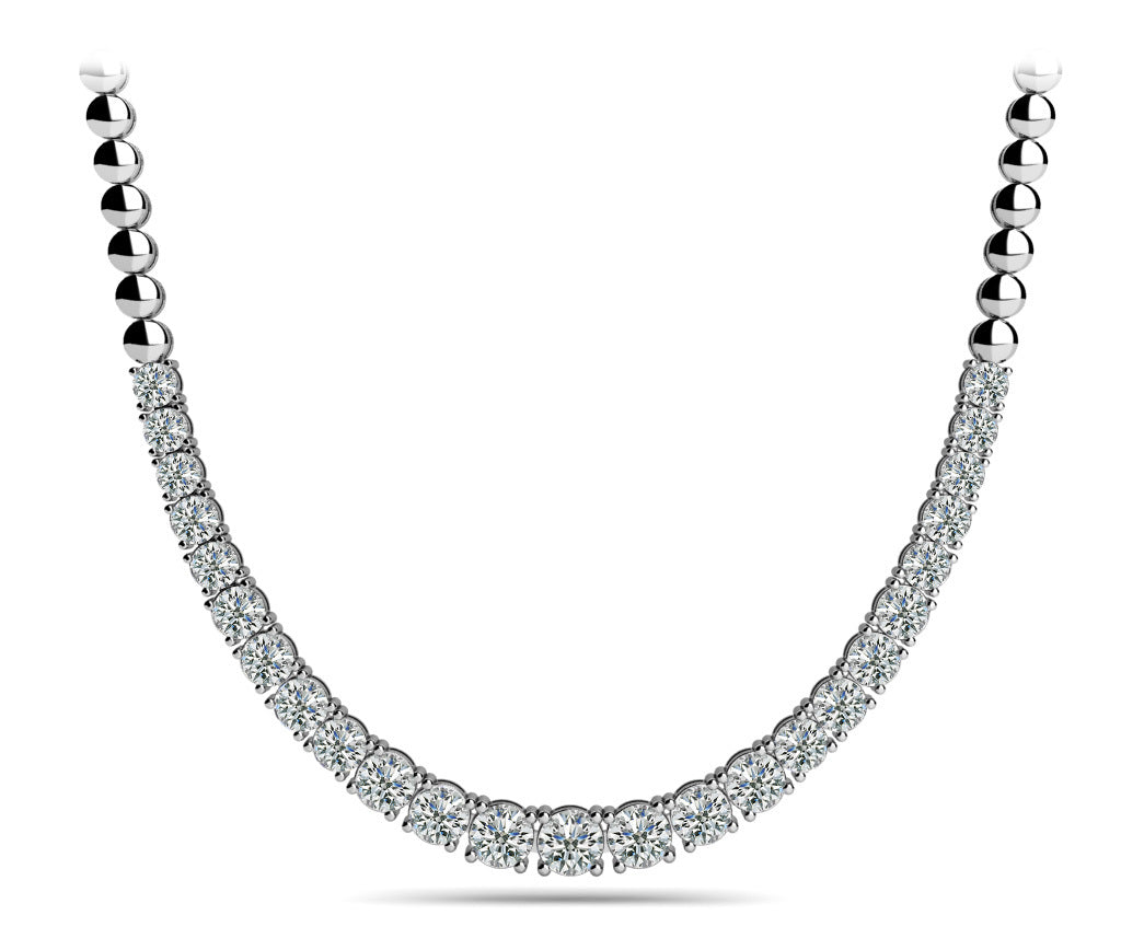 18K White Gold Multi-Diamond Fashion Necklace