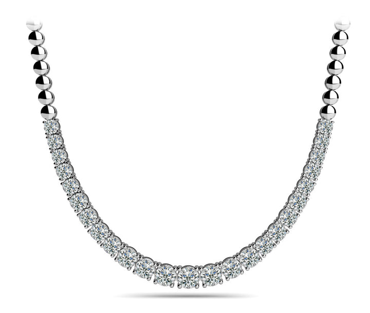 14K White Gold Diamond Graduated Pendant Necklace