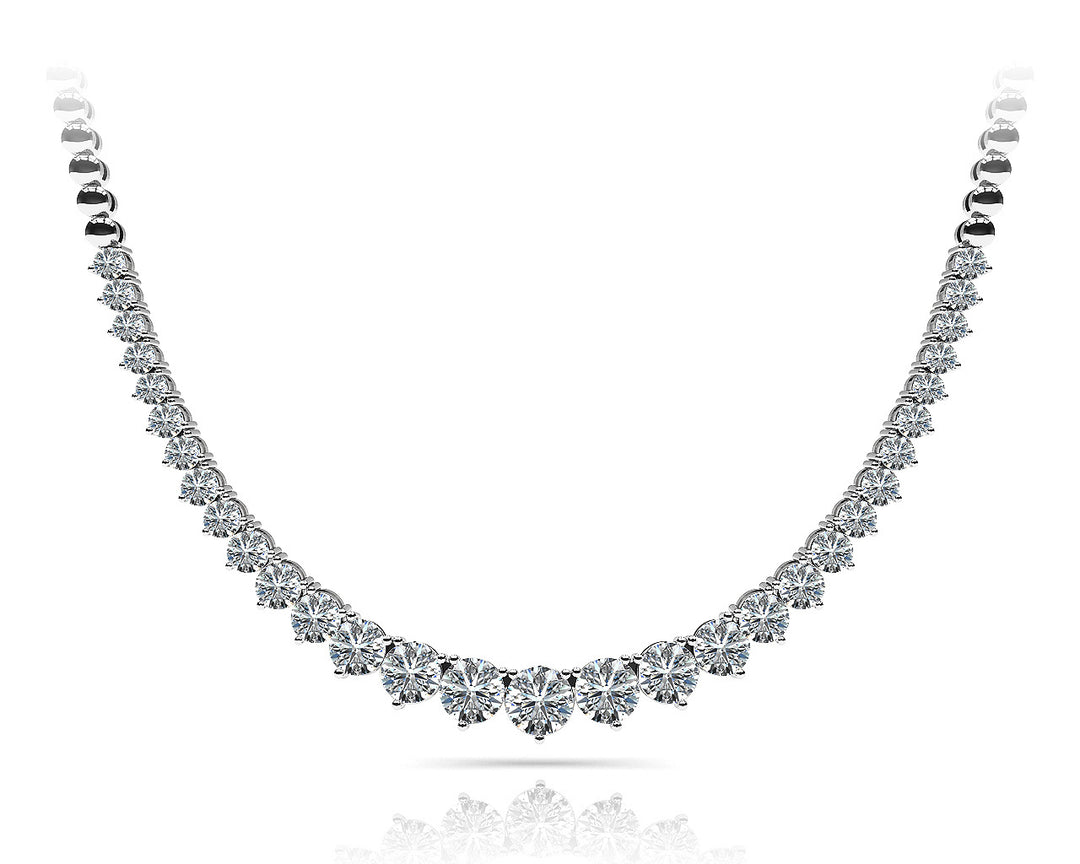 Platinum White Diamond Graduated Necklace