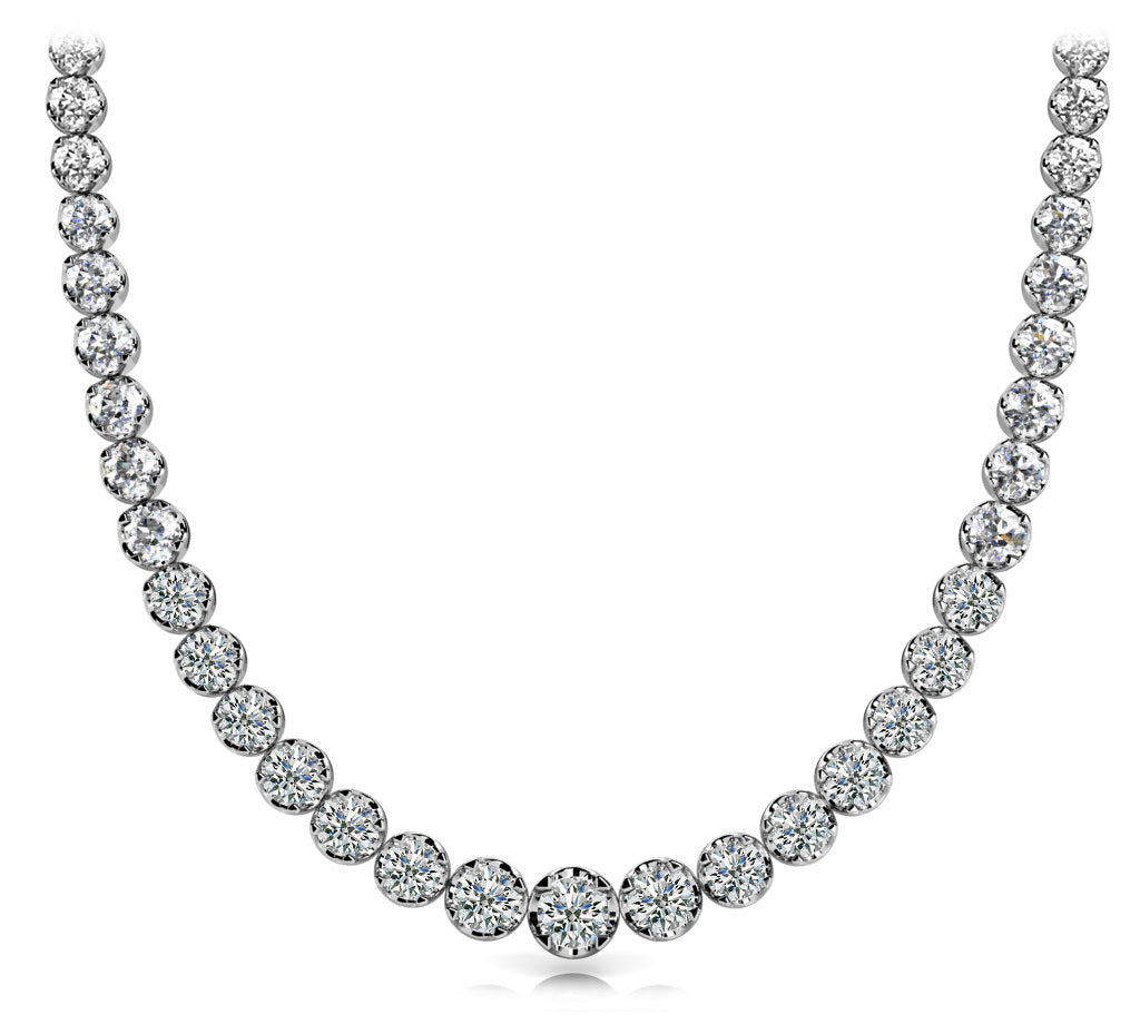 Multi-Diamond Round Graduated Necklace