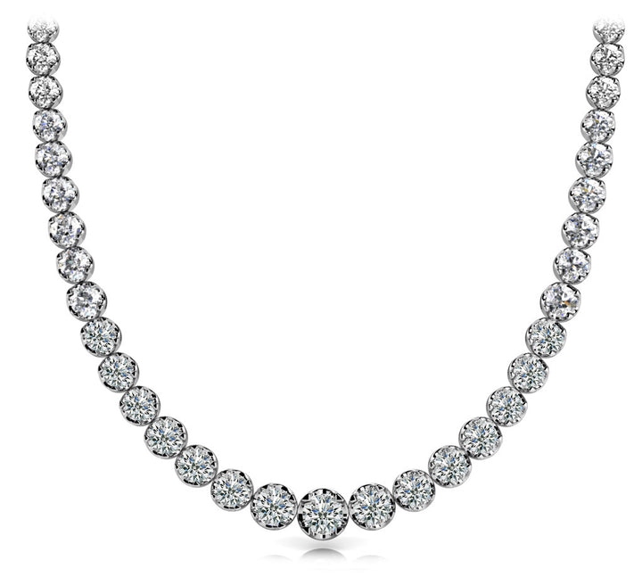 18K White Gold Round Diamond Fashion Necklace