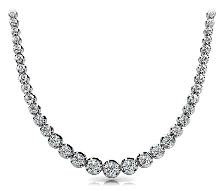 Platinum White 10ct Diamond Graduated Necklace