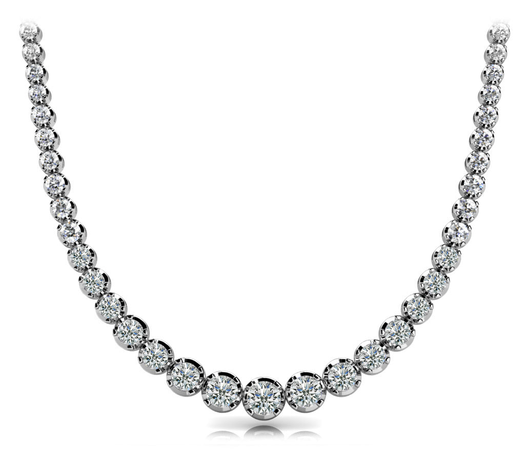 14K White Gold Diamond Graduated Necklace