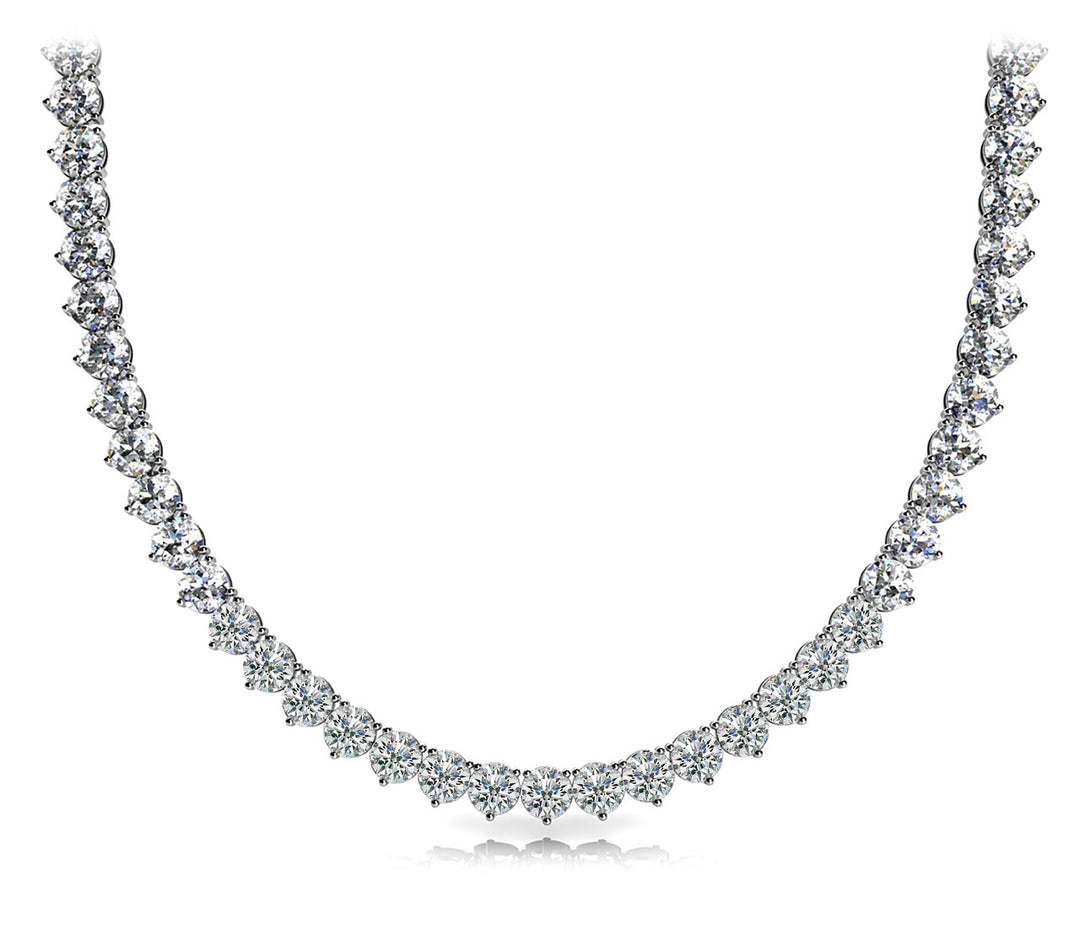 14K White Gold Diamond Riviera Necklace