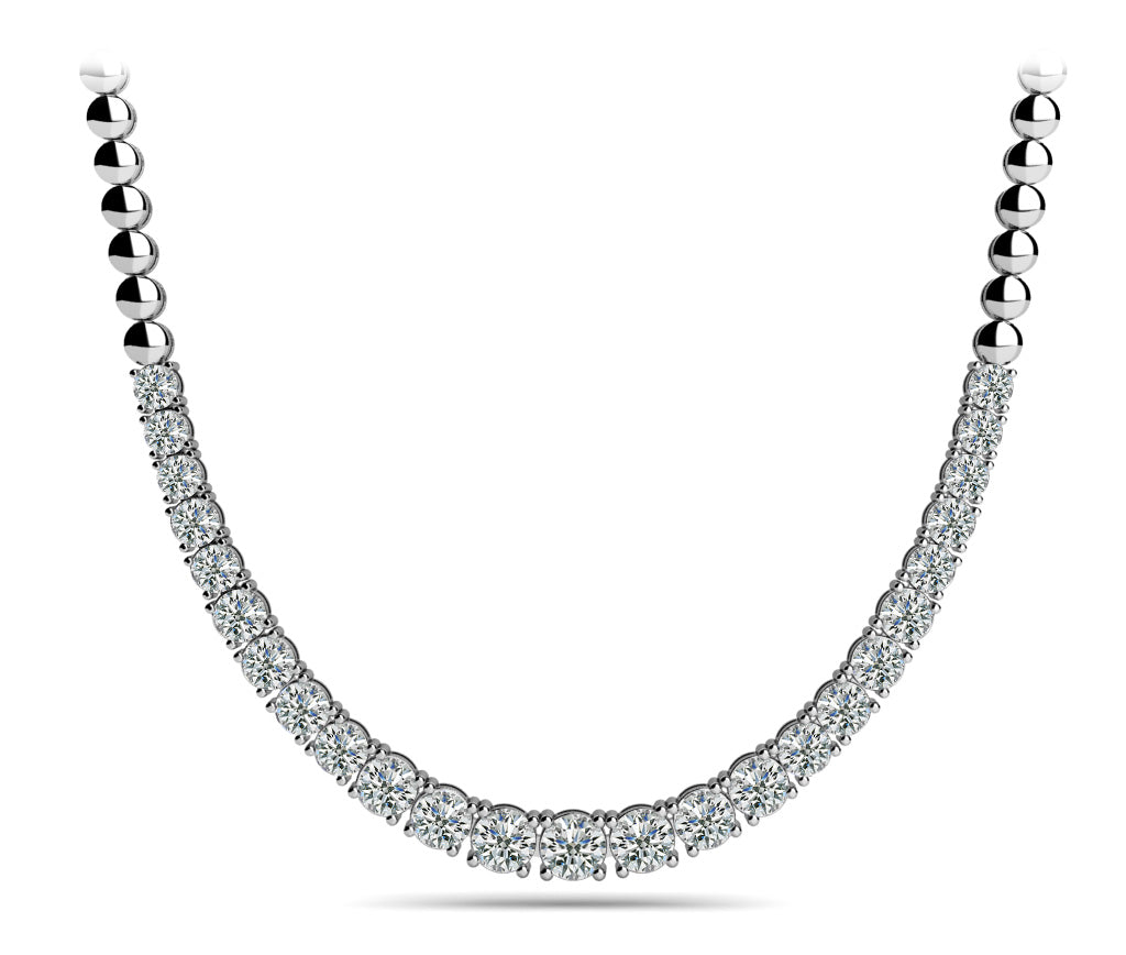 14K White Gold Round Diamond Fashion Necklace