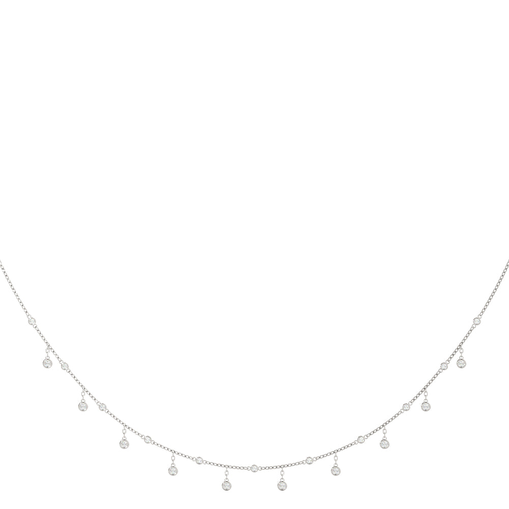 18K White Gold Round Diamond Fashion Necklace