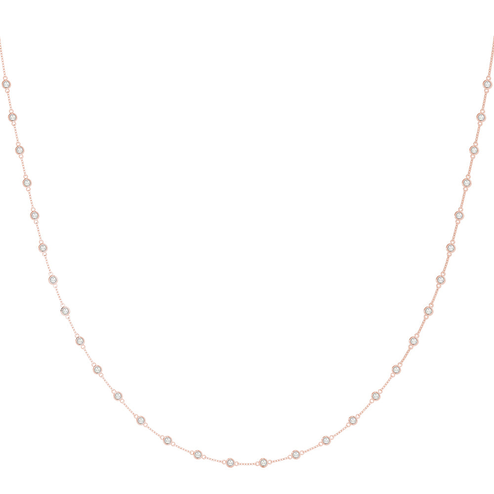 14K Rose Gold Round Diamond Fashion Necklace