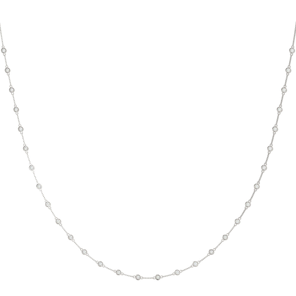 14K White Gold Round Diamond Fashion Necklace