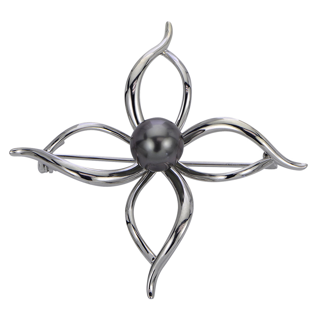 Sterling Silver Tahitian Pearl Brooch
