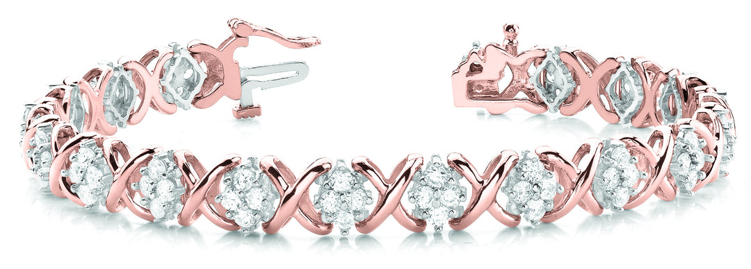 14K Rose Gold Multi-Diamond Fashion Bracelet