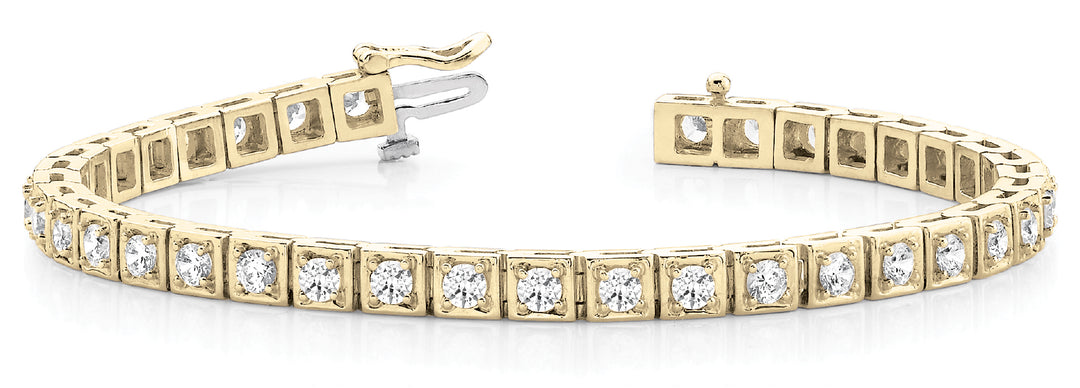 14K Yellow Gold Diamond In-Line Bracelet