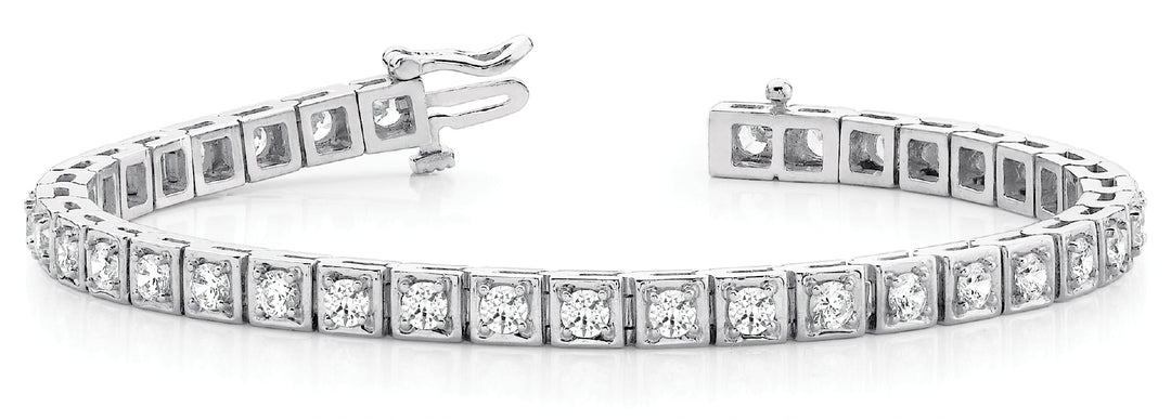 Platinum Diamond In-Line Fashion Tennis Bracelet