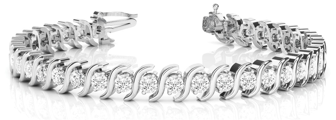18K White Gold 3/4 ct Diamond S-Link Bracelet