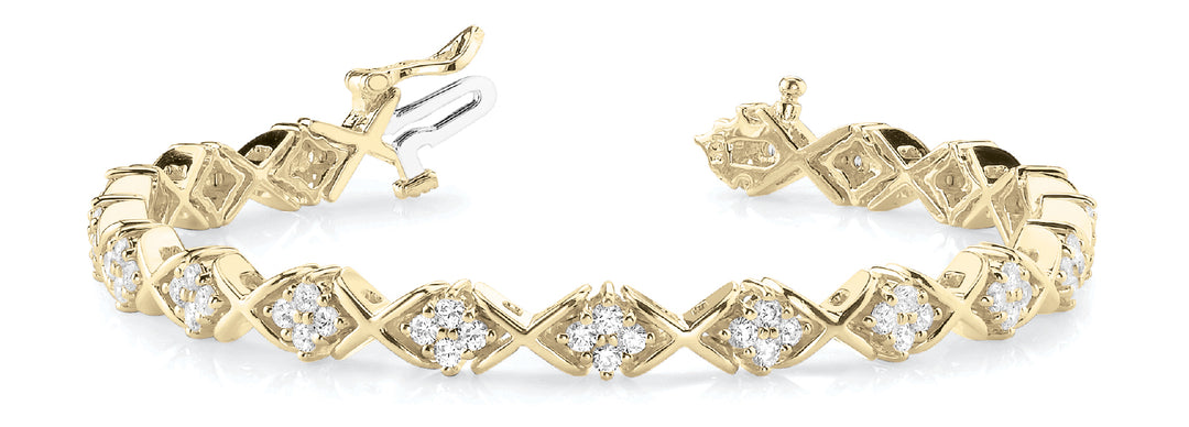 18K Yellow Gold Round Diamond Fashion Bracelet