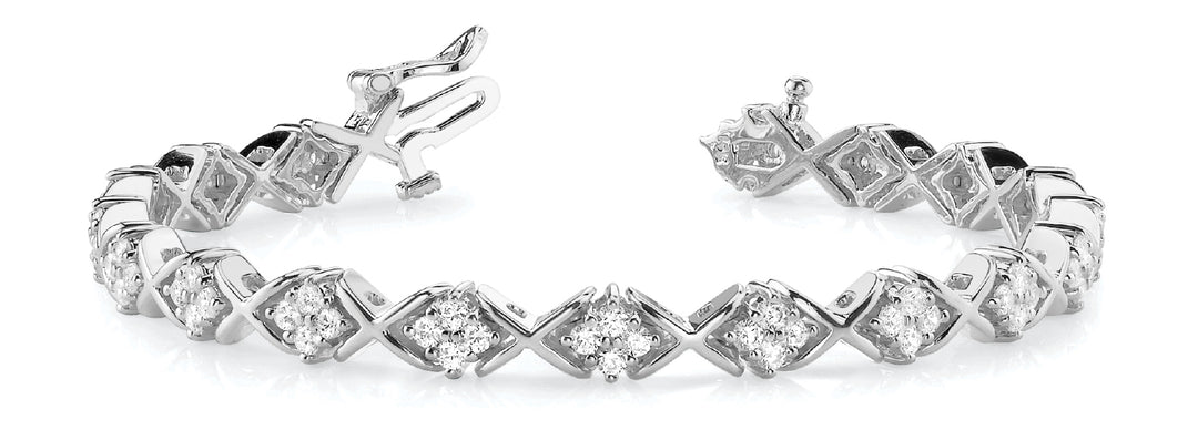 Platinum White Diamond In-Line Fashion Bracelet