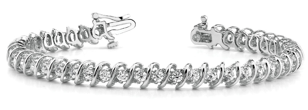 18K White Gold 1/2 CT Diamond S-Link Bracelet