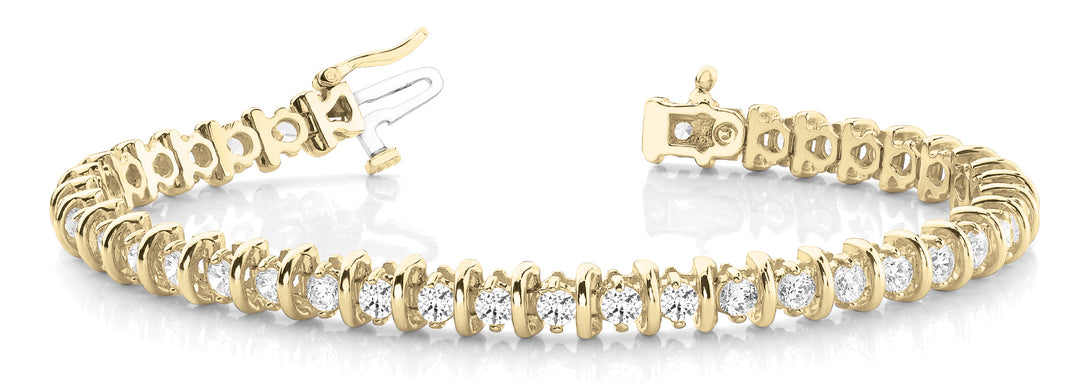 18K Yellow Gold Round Diamond In-Line Bracelet