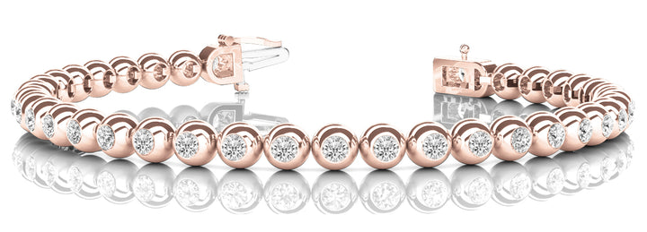 Rose Gold 1 CT Diamond Bezel Tennis Bracelet