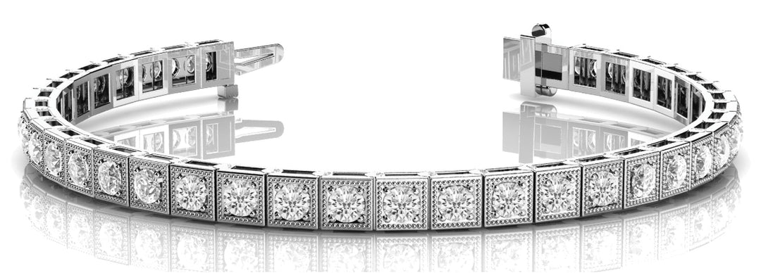14K White Gold Vintage Diamond Tennis Bracelet