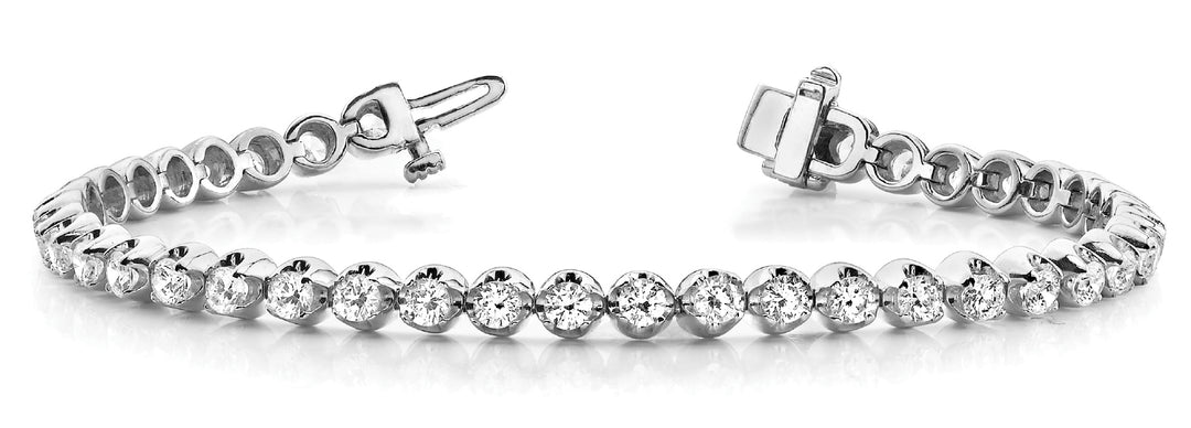 Round Diamond In Line Fashion Bracelet