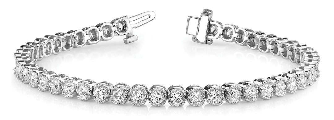 18K White Gold 2ctw Round Diamond Line Bracelet