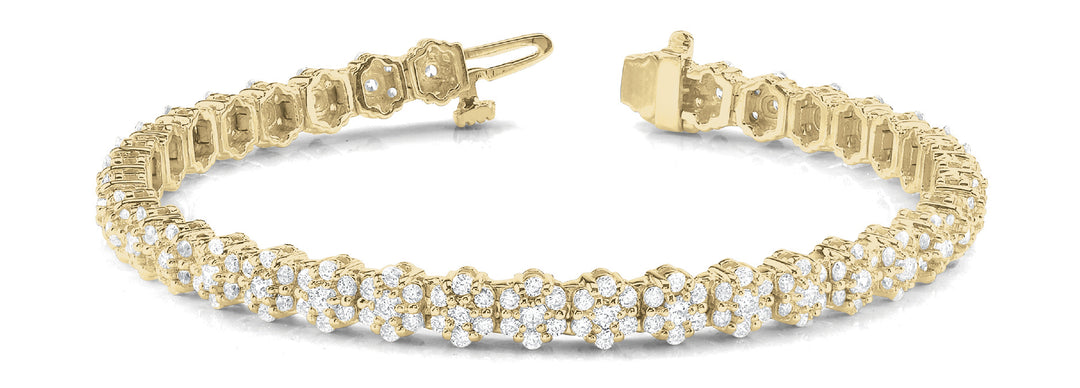 14K Yellow Gold Diamond Fashion Tennis Bracelet