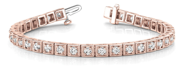 14K Rose Gold Vintage Diamond Tennis Bracelet