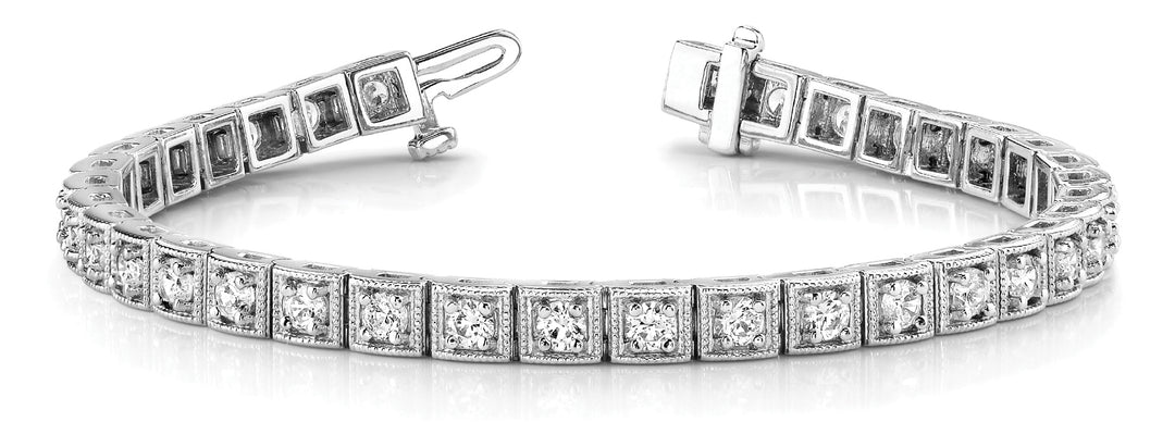 14K White Gold Vintage Diamond Tennis Bracelet