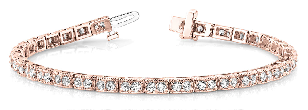 18K Rose Gold 2 ct tw Vintage Diamond Bracelet