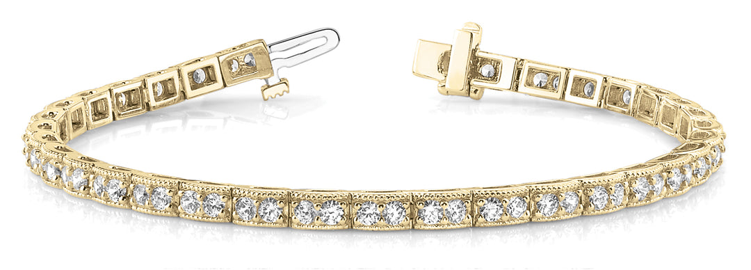 18K Yellow Gold 2 ct tw Vintage Diamond Bracelet